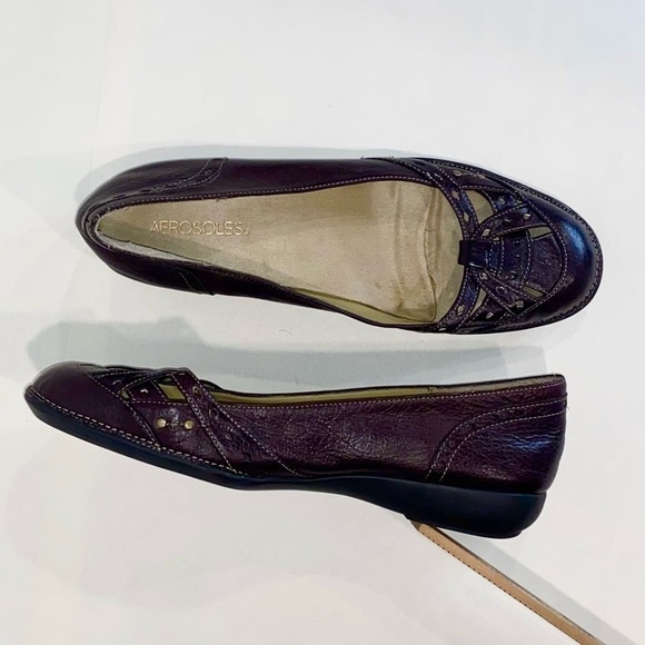 Aerosoles Women's Copenhagen Burgundy Brown Leather Flats Comfort Soles Size 10 - Picture 7 of 11